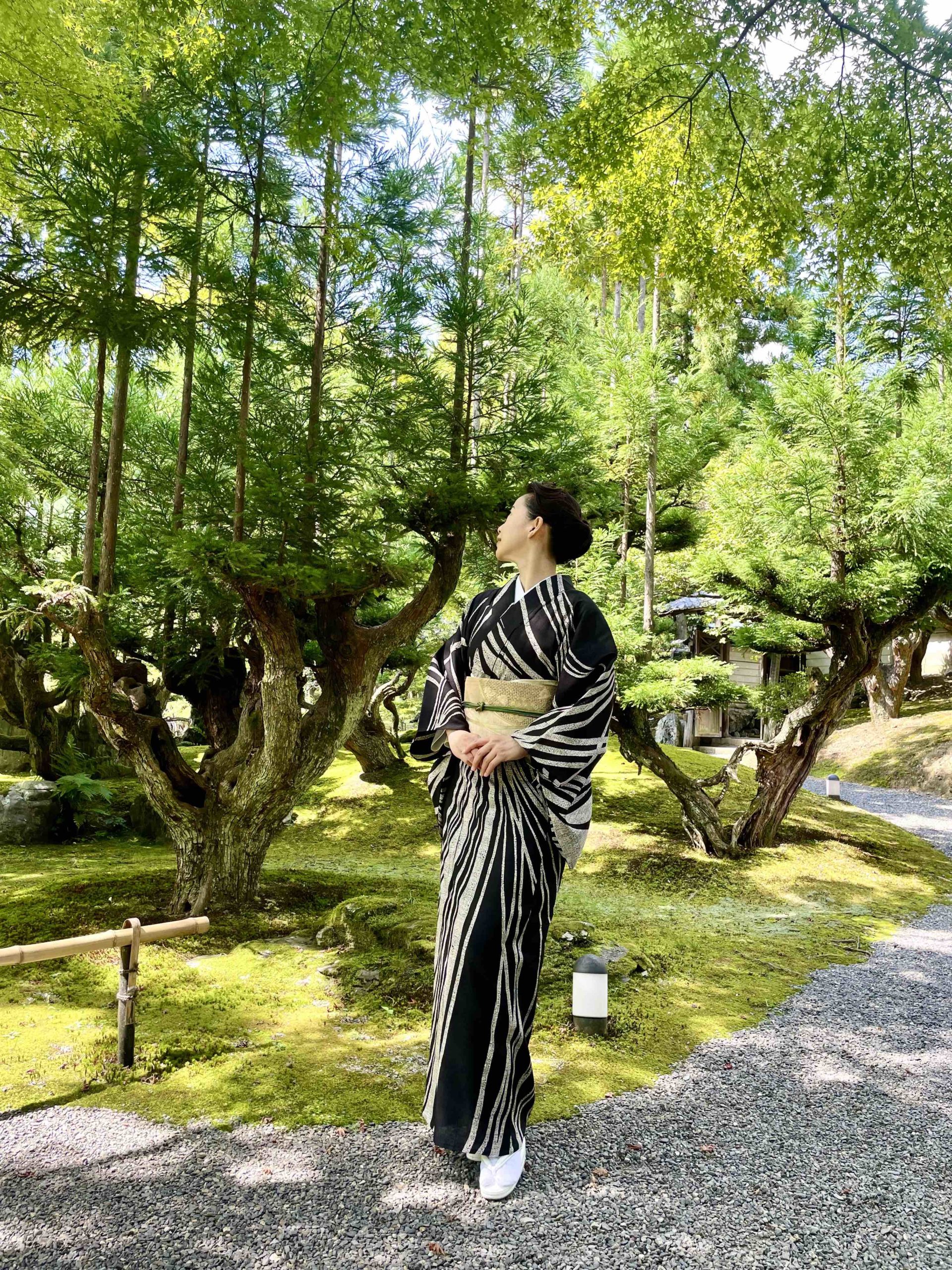 京都の友禅着物のしょうざんの一珍染の訪問着でしょうざんリゾートをゆく